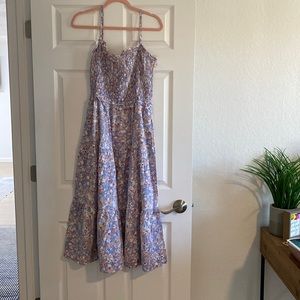 NWT Hayden Garden Date Blue Floral Smocked Midi Dress